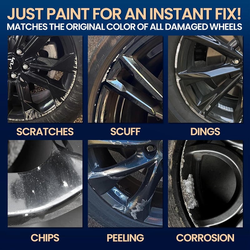 cocomfix Gloss Black Rim Touch Up Paint, Rim Paint, Car Wheel Scratch Repair Kit for Curb Rash & Scratches, Universal Gloss Black Enamel paint for Alloy/Metal rims (1 fl oz), Scratch Resistant, Covers 1 Sq Ft - Image 2